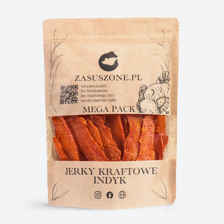 Suszone Mięso Indyk 550g - wielka paczka z suszonym indykiem tak zwanym jerky z indyka od zasuszone.pl