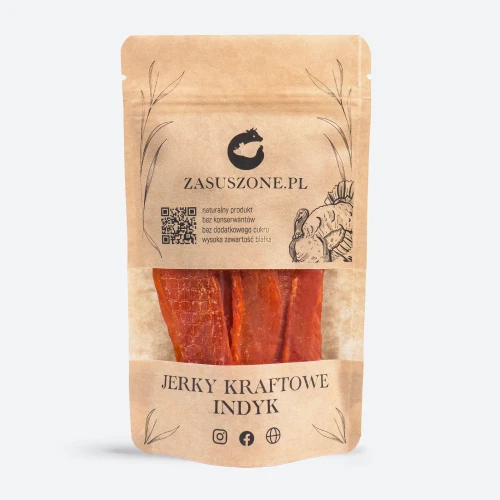 Suszone mięso indyk 25g - paczka zawiera tak zwane jerky z indyka lub suszone mięso ostry indyk 25g
