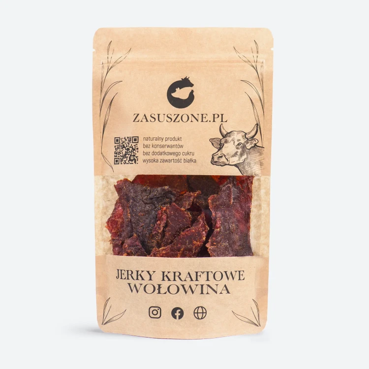 Suszna wołowina 90g beef jerky, suszona wołowina ostra 90g beef jerky lub tak zwane suszone mięso wołowe, od Zasuszone.pl