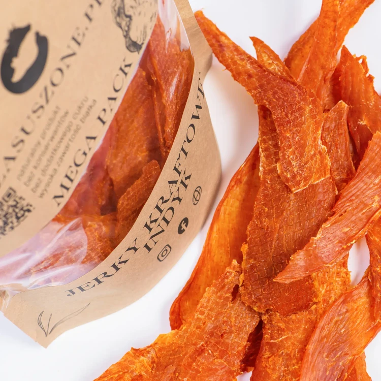 Suszone Mięso Indyk 550g Zasuszone - chipsy mięsne z suszonego indyka jerky najwyżej jakości